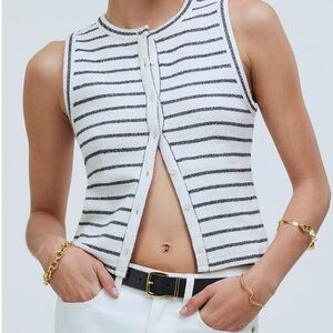 Madewell Stripe Split Crewneck Cardigan